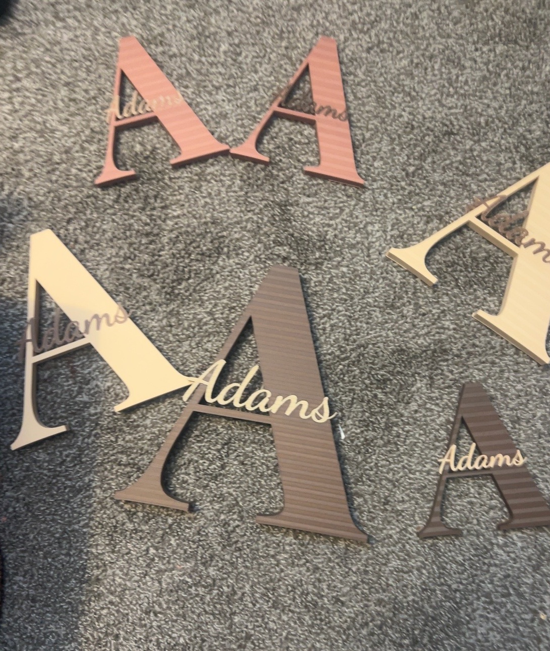Actual Adams monogram prints in several colors